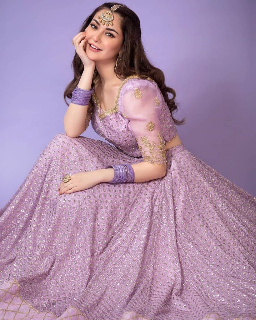 Hania Amir Looking Stunning In Lilac Colored Lehnga Choli