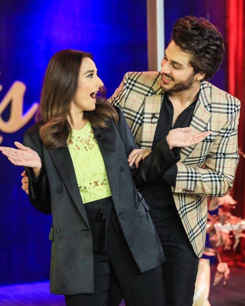 Momal Sheikh Clicks From The Set Of Bol Nights With Ahsan Khan