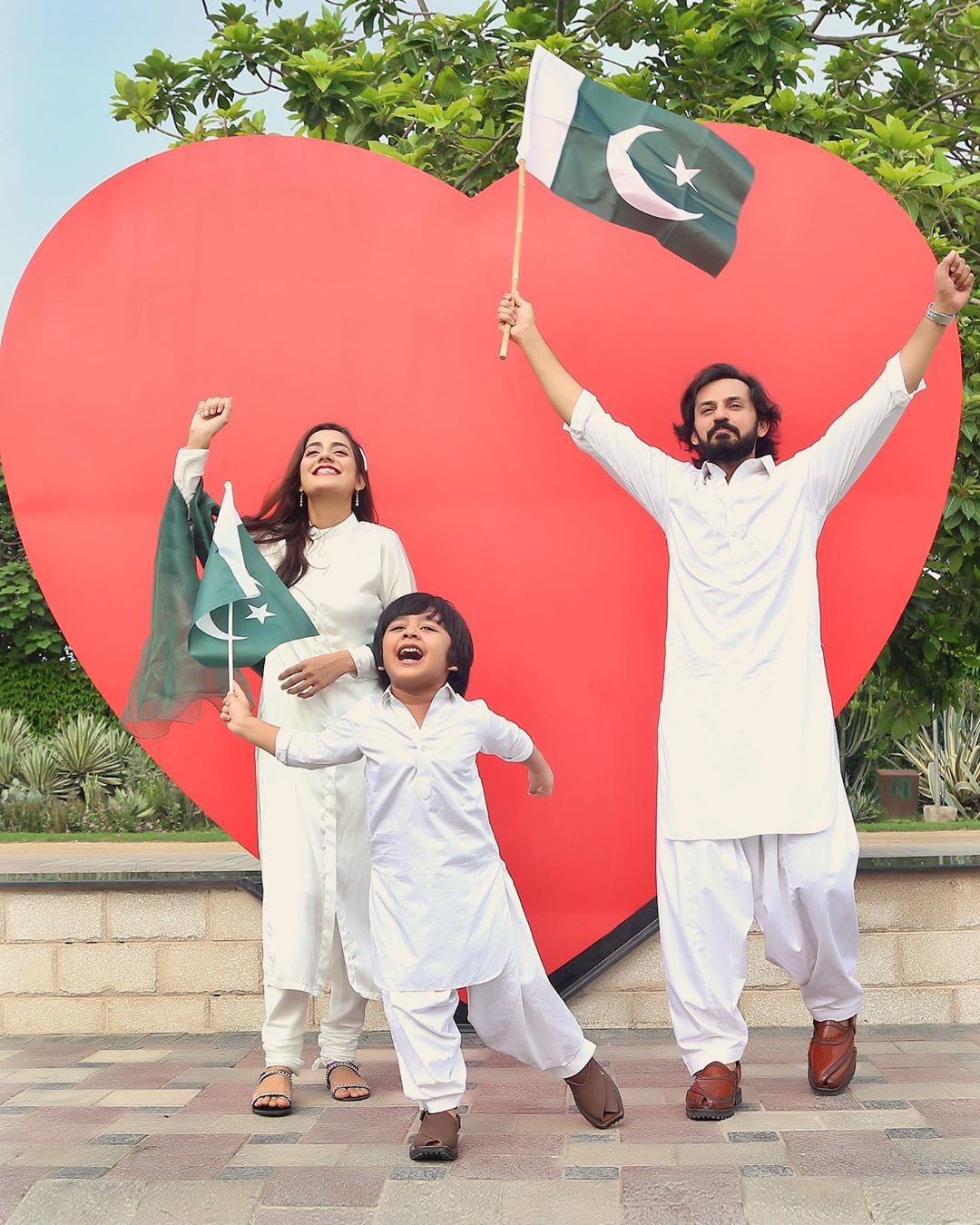 Bilal and Uroosa Qureshi Independence Day Pictures with Their Cute Son