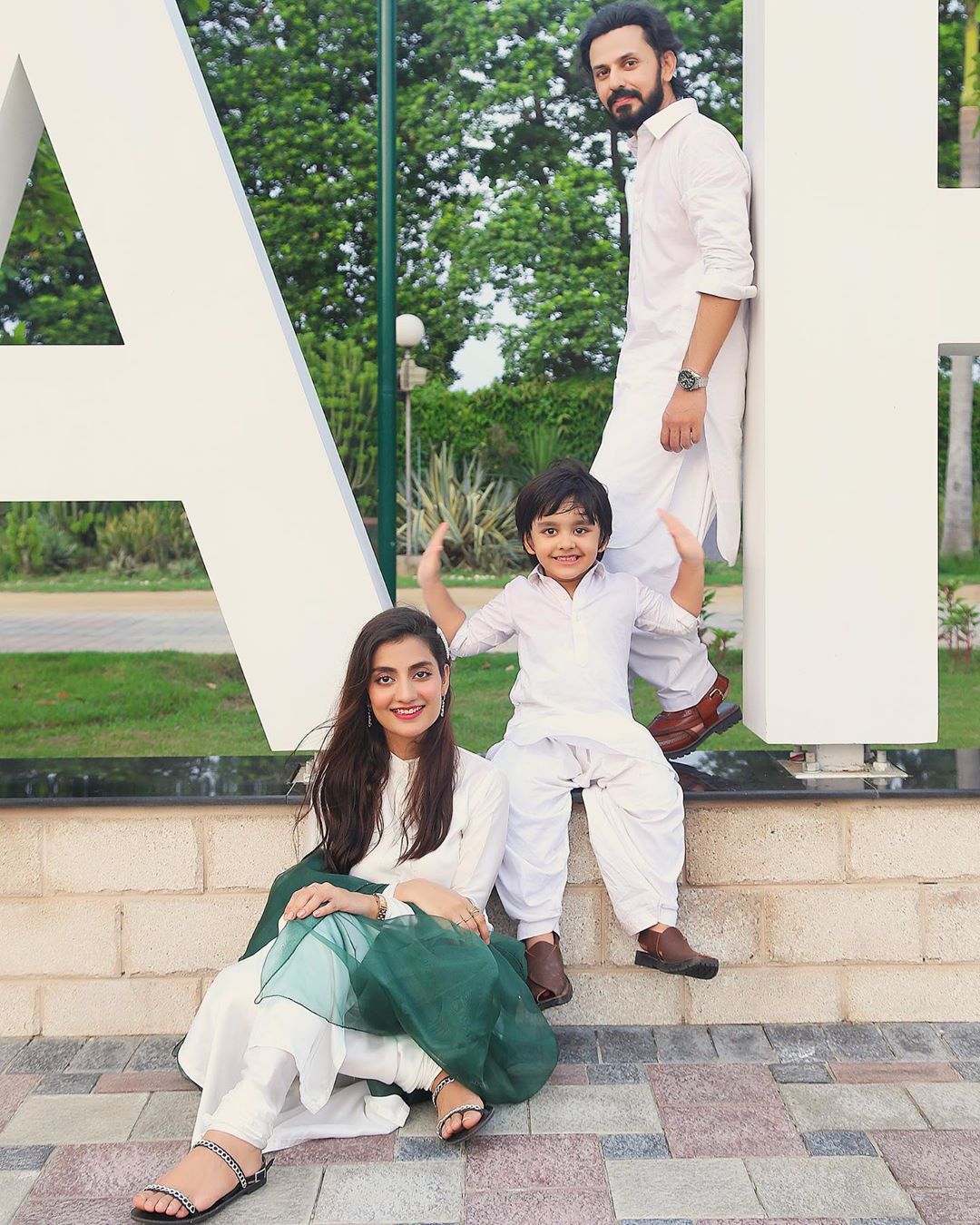 Bilal and Uroosa Qureshi Independence Day Pictures with Their Cute Son