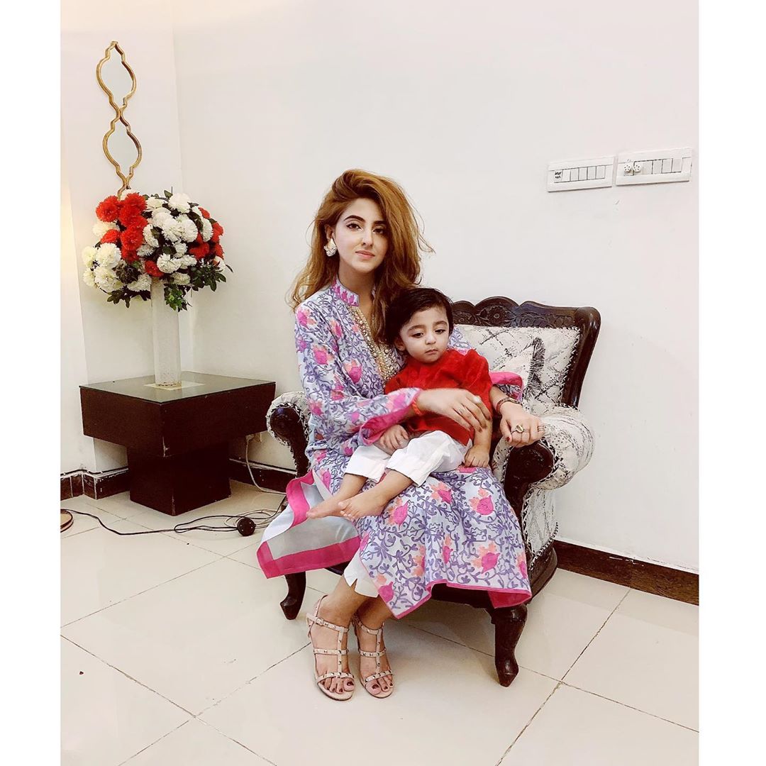Actress Fatima Sohail Eid Pictures with her Son