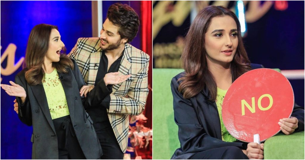 Momal Sheikh Clicks From The Set Of Bol Nights With Ahsan Khan