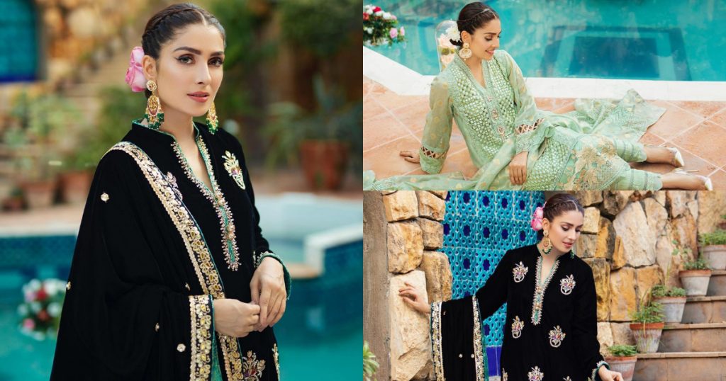 Ayeza Khan is Looking Gorgeous in this Black and Green Dresses by RJ’s Pret