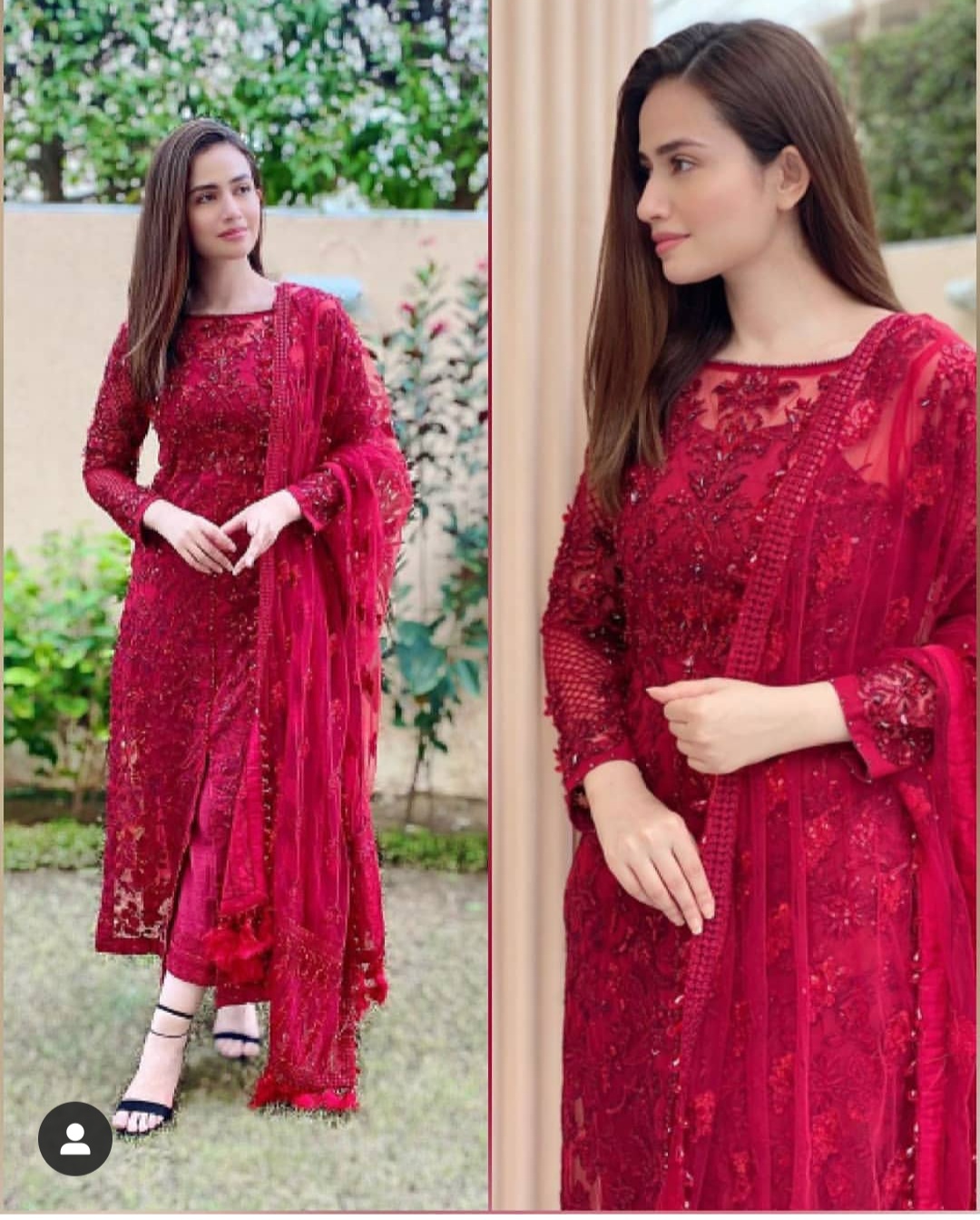 Sans Javed Looking Stunning In Rosy Red Dress | Reviewit.pk
