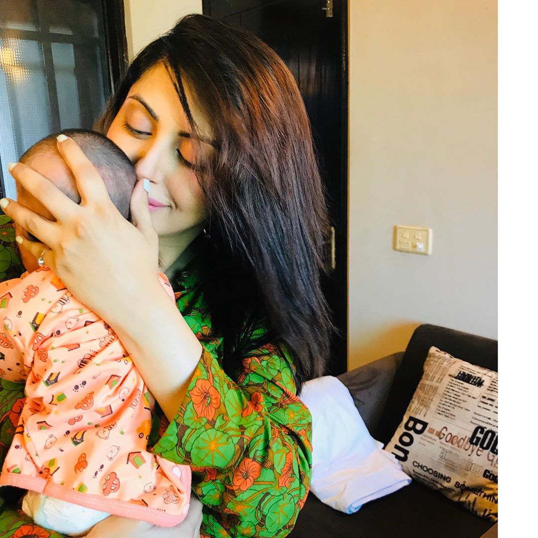 Actress Moomal Khalid with her Husband and New Born Baby