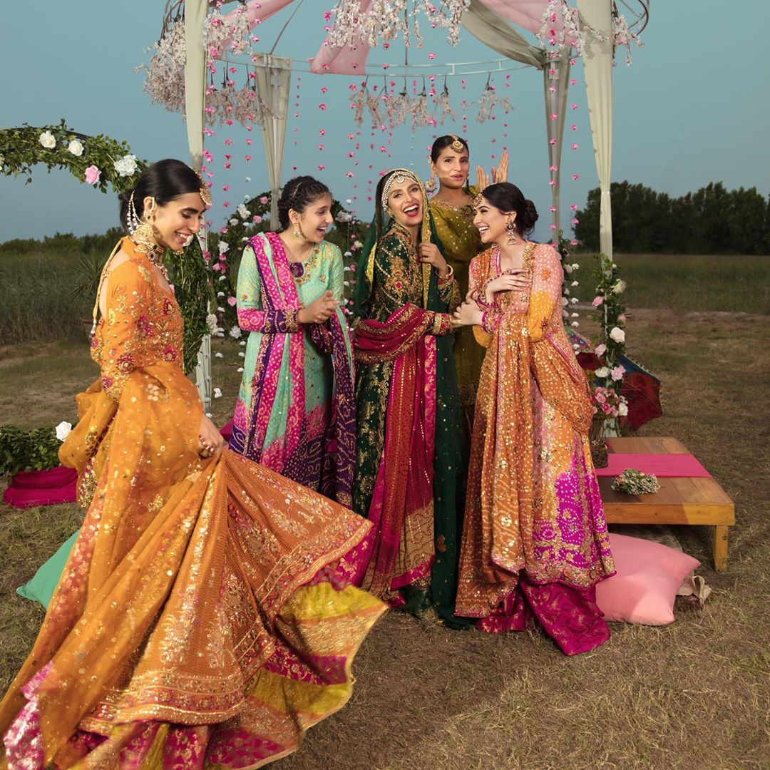 Ayeza Khan Looking Gorgeous in Beautiful Mehndi Dresses by Ansab Jhangir