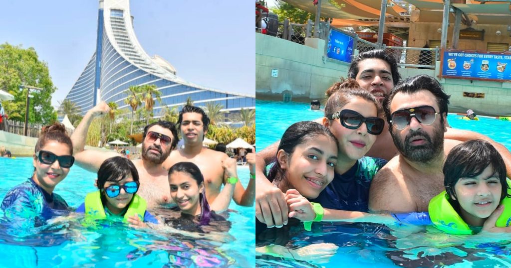 Nida Yasir Enjoying Swimming With Family In Dubai