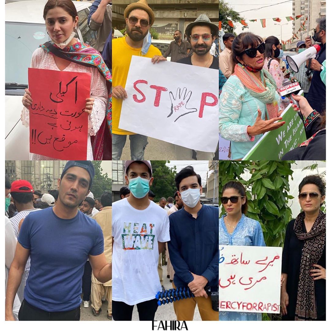 Mahira Khan, Ayesha Omar, Sarah Khan And Others Attend Protest For Motorway Case