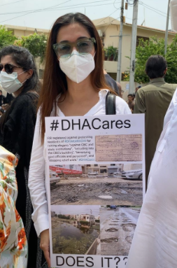 Sarwat Gilani And Fahad Mirza Join The Protest Outside DHA Headoffice Karachi