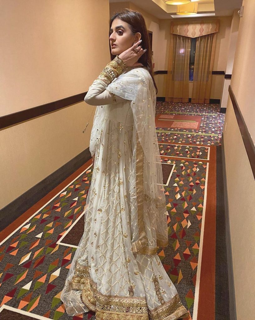 Hira mani in white hot sale dress