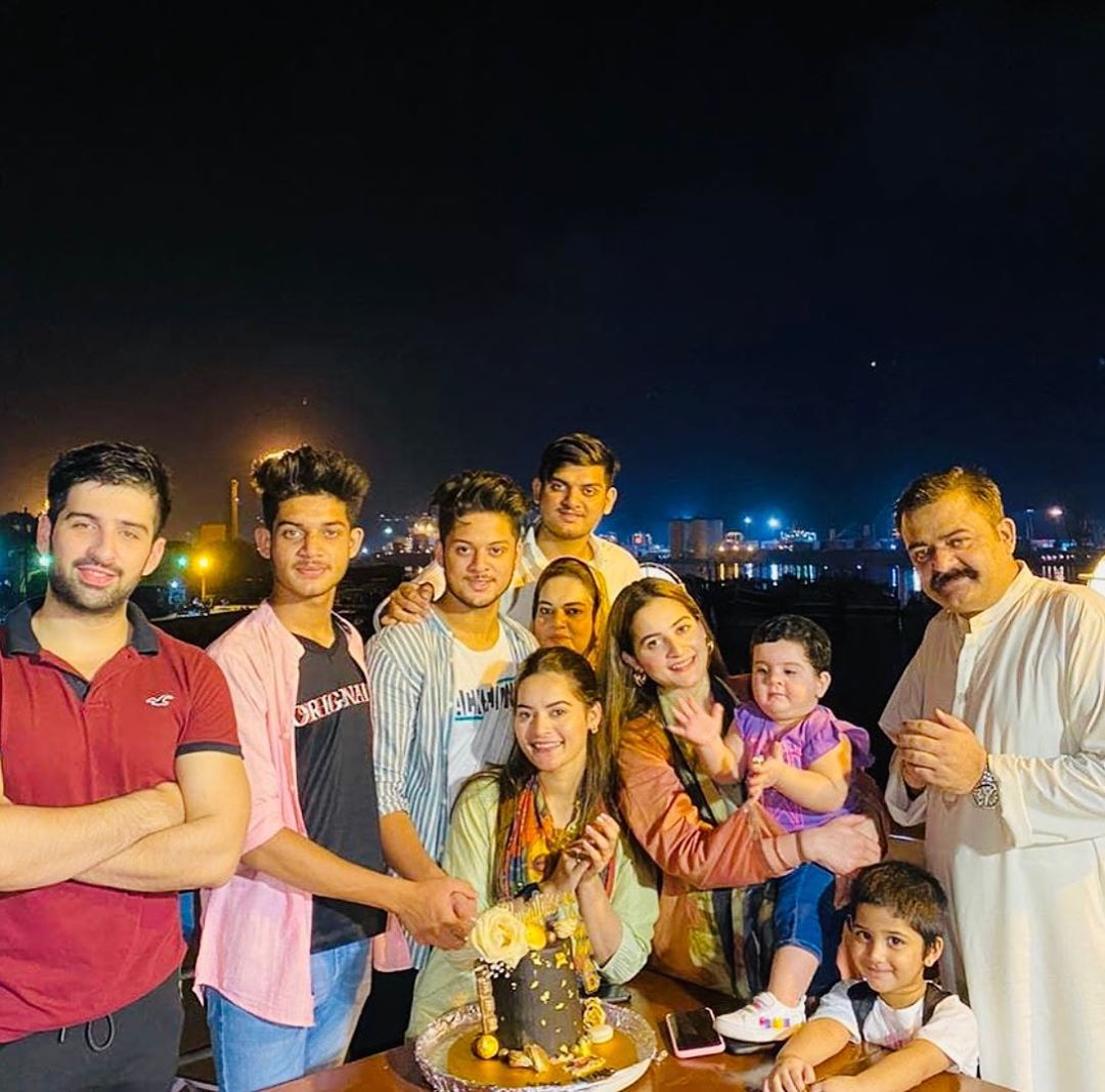 Aiman and Minal Latest Pictures with Family Celebrating Birthday of their Twin Brothers