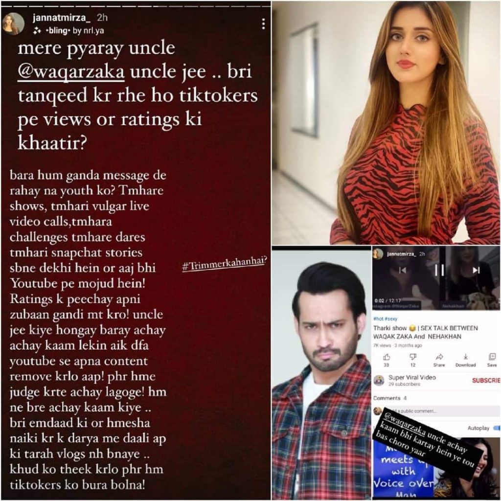 Jannat Mirza Calling Out Waqar Zaka And Waqar Zaka's Reply