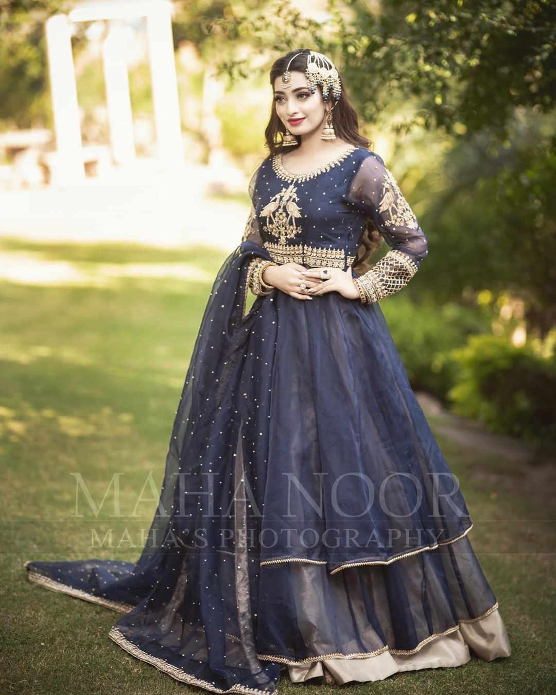 Actress Nawal Saeed Looking Gorgeous in Navy Blue Bridal Dress Shoot ...