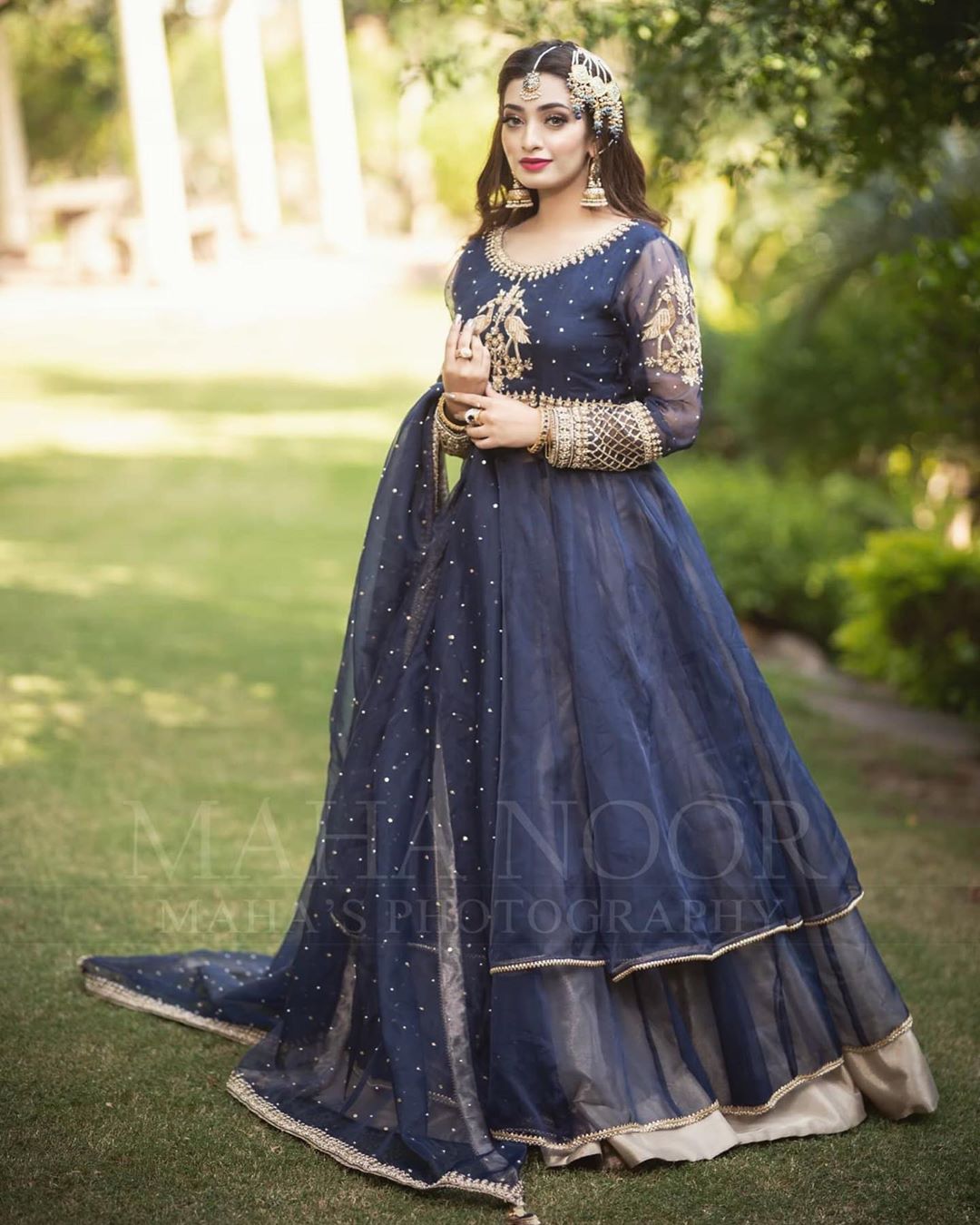 Actress Nawal Saeed Looking Gorgeous in Navy Blue Bridal Dress Shoot