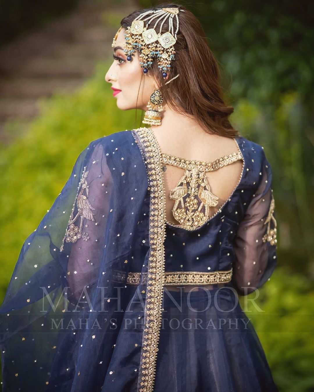 Actress Nawal Saeed Looking Gorgeous in Navy Blue Bridal Dress Shoot ...