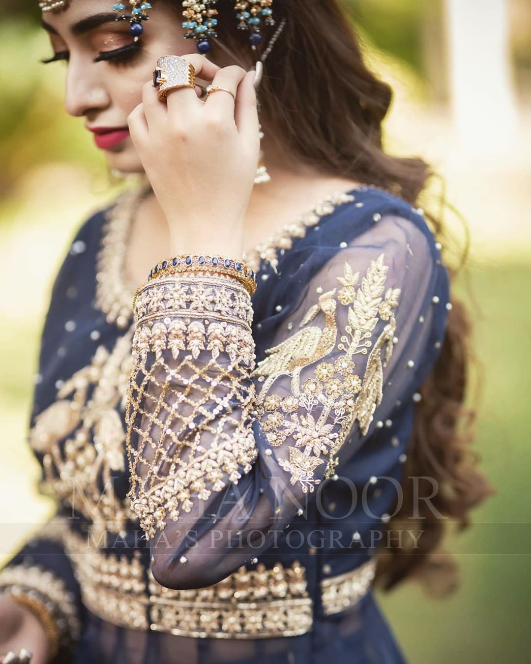 Actress Nawal Saeed Looking Gorgeous in Navy Blue Bridal Dress Shoot