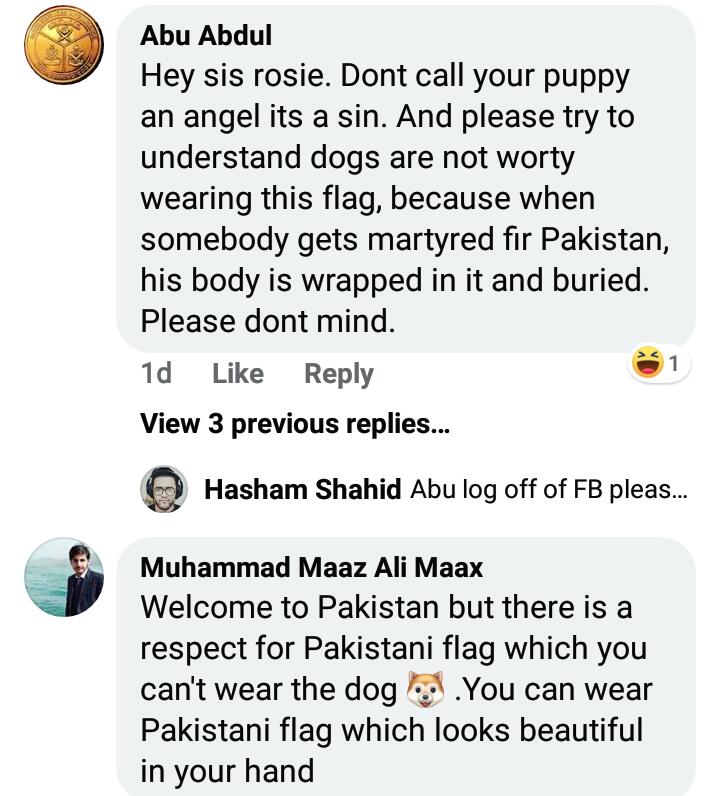 Rosie Gabrielle Receives Hate For Dressing Dog In Pakistani Flag