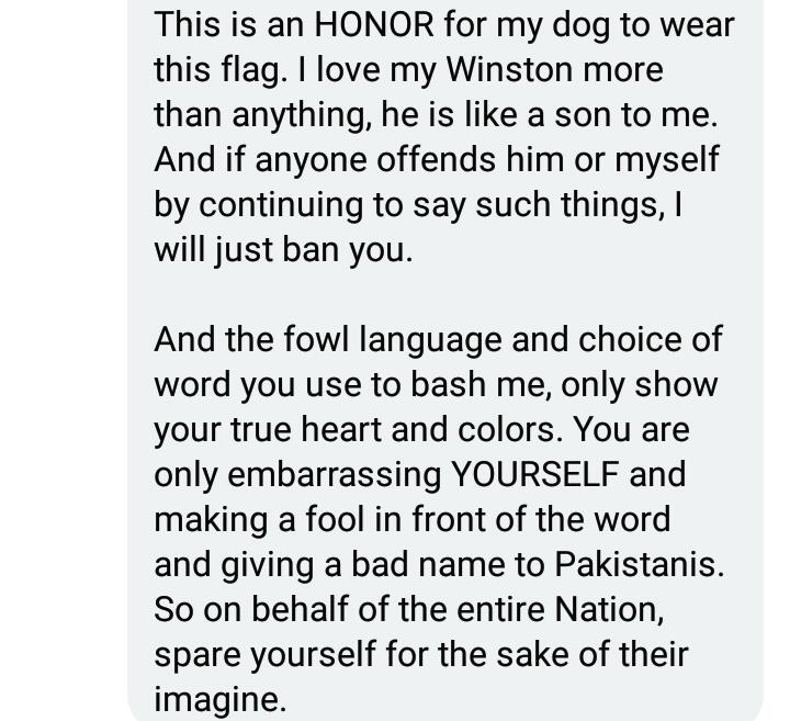 Rosie Gabrielle Receives Hate For Dressing Dog In Pakistani Flag