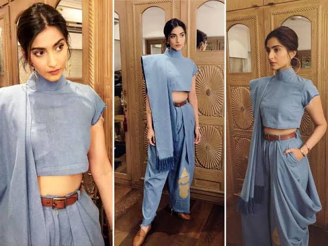 Yashma Gill Wore Exact Denim Saree Like Sonam Kapoor