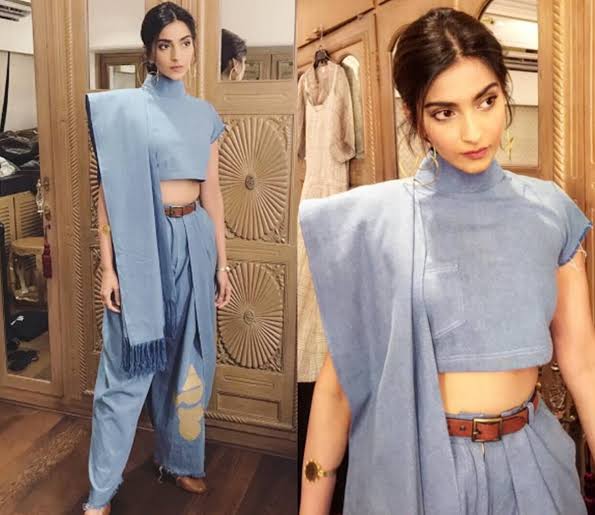 Yashma Gill Wore Exact Denim Saree Like Sonam Kapoor