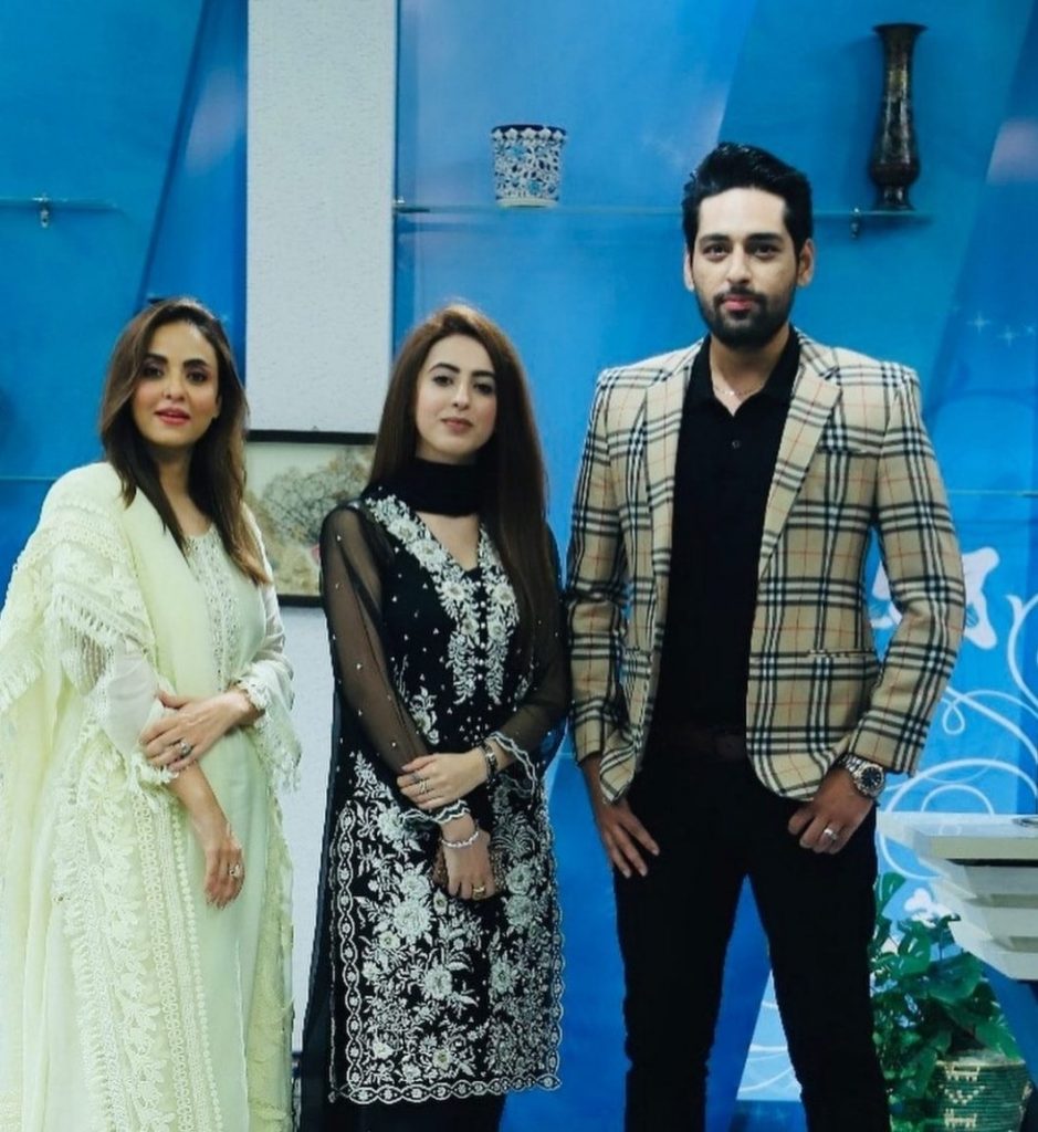 Salman Saeed And His Wife On The Set Of Morning At Home With Nadia Khan