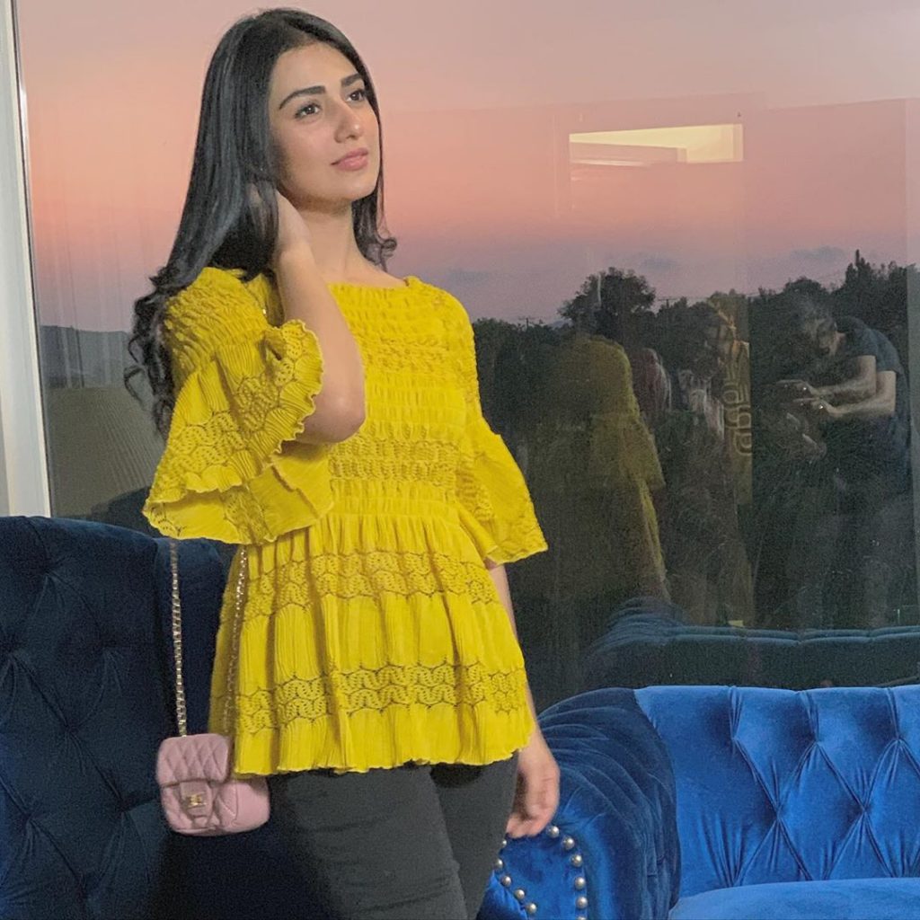 Sarah Khan Watching Sabaat With Husband Falak Shabir