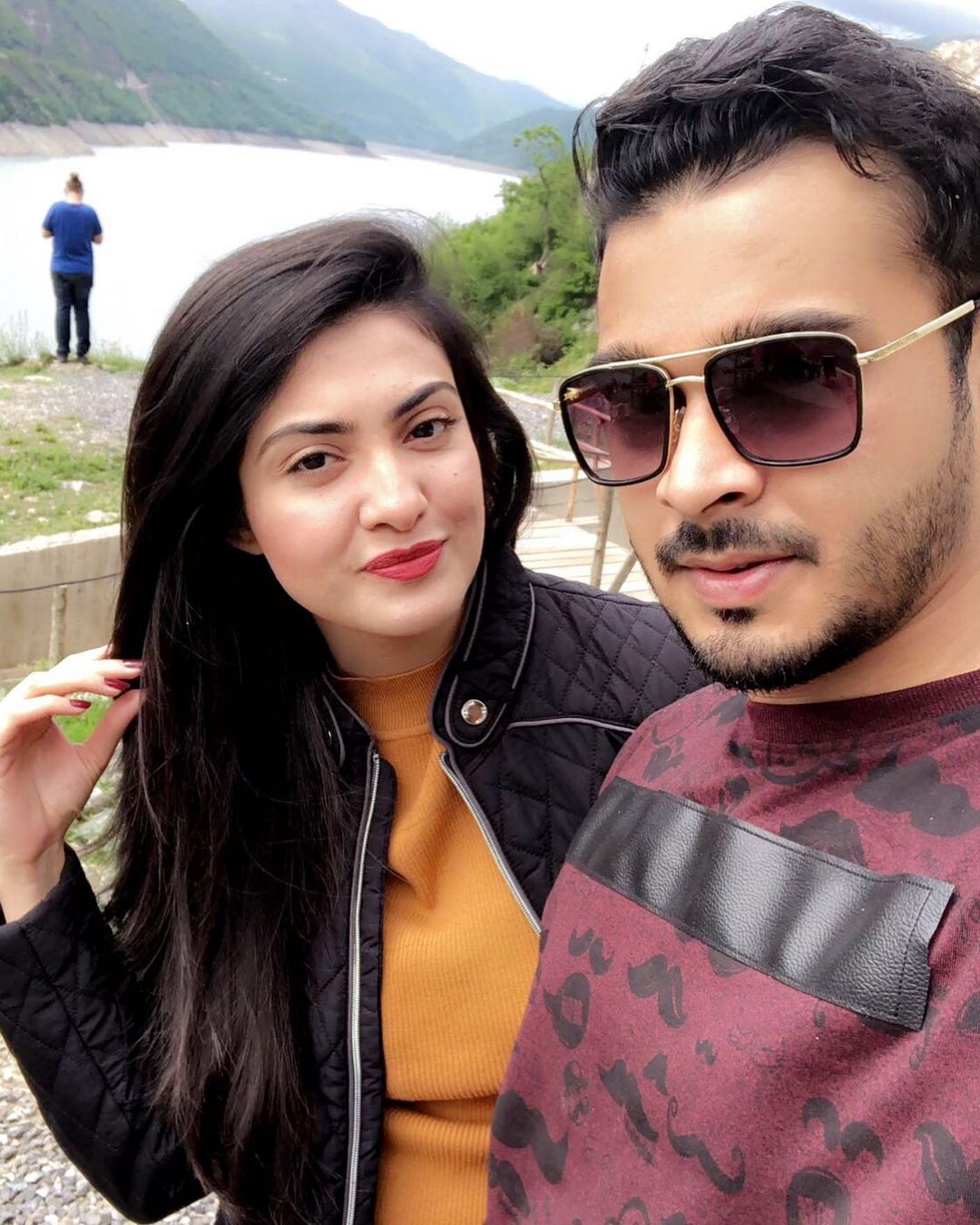 Actress Alizeh Tahir Pictures with her Husband from Different Countries