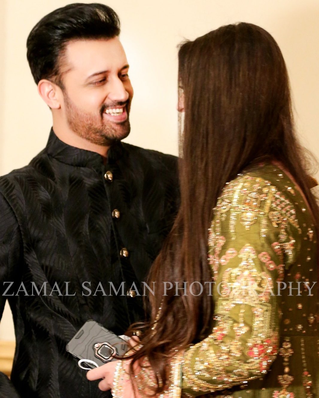 Atif Aslam with his Wife Sarah Spotted at a Wedding Event