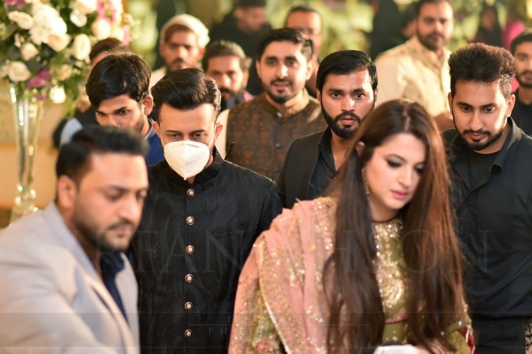 Atif Aslam with his Wife Sarah Spotted at a Wedding Event