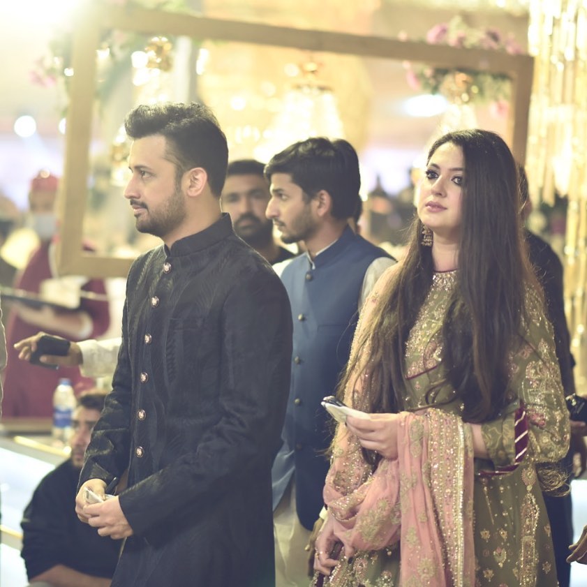 Atif Aslam with his Wife Sarah Spotted at a Wedding Event