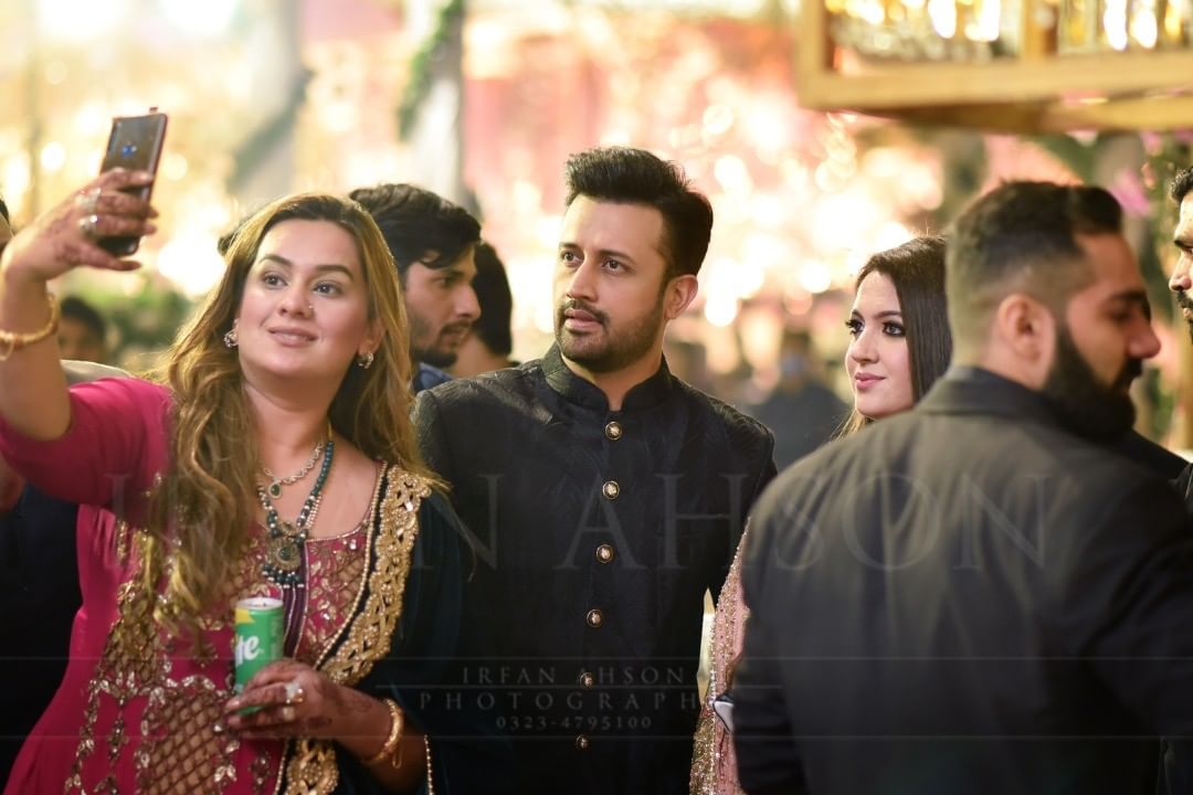 Atif Aslam with his Wife Sarah Spotted at a Wedding Event