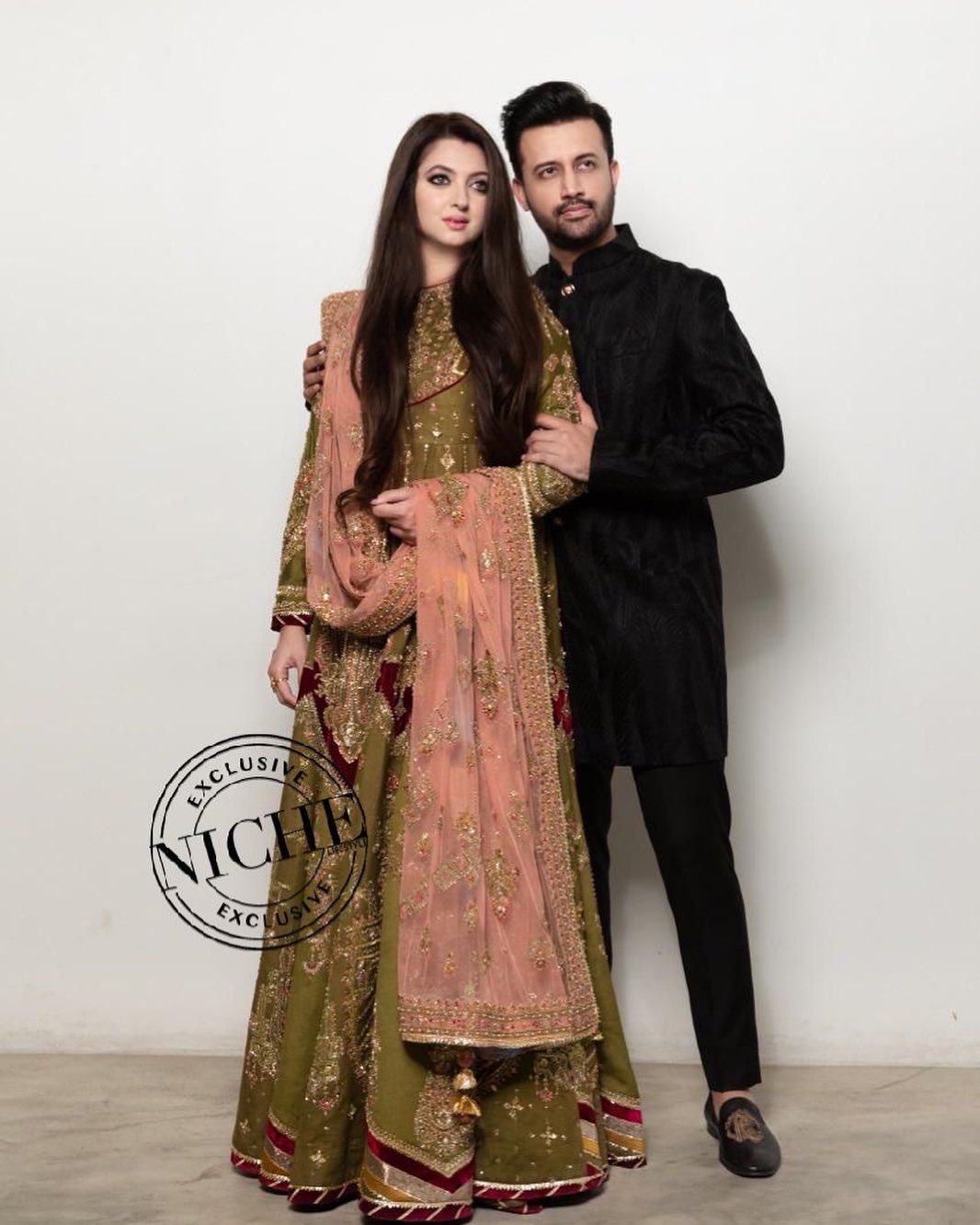 Atif Aslam with his Wife Sarah Spotted at a Wedding Event