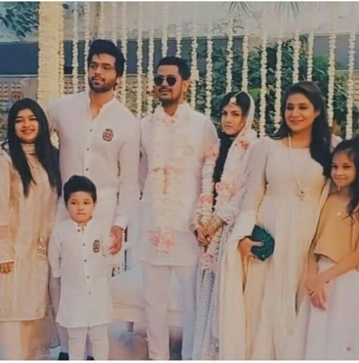 Actor Fahad Mustafa with his Family at a Recent Wedding Event