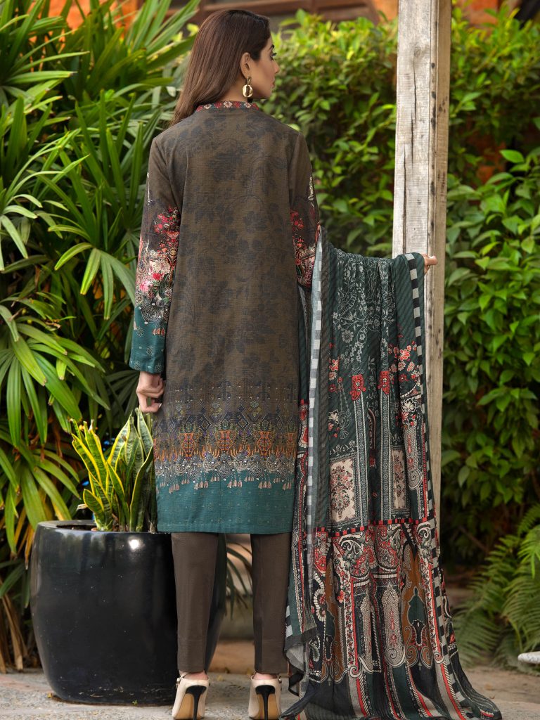 LimeLight Printed Khaddar Unstitched 2 Piece Suit LL18-W3 569 Beige -  Winter Collection
