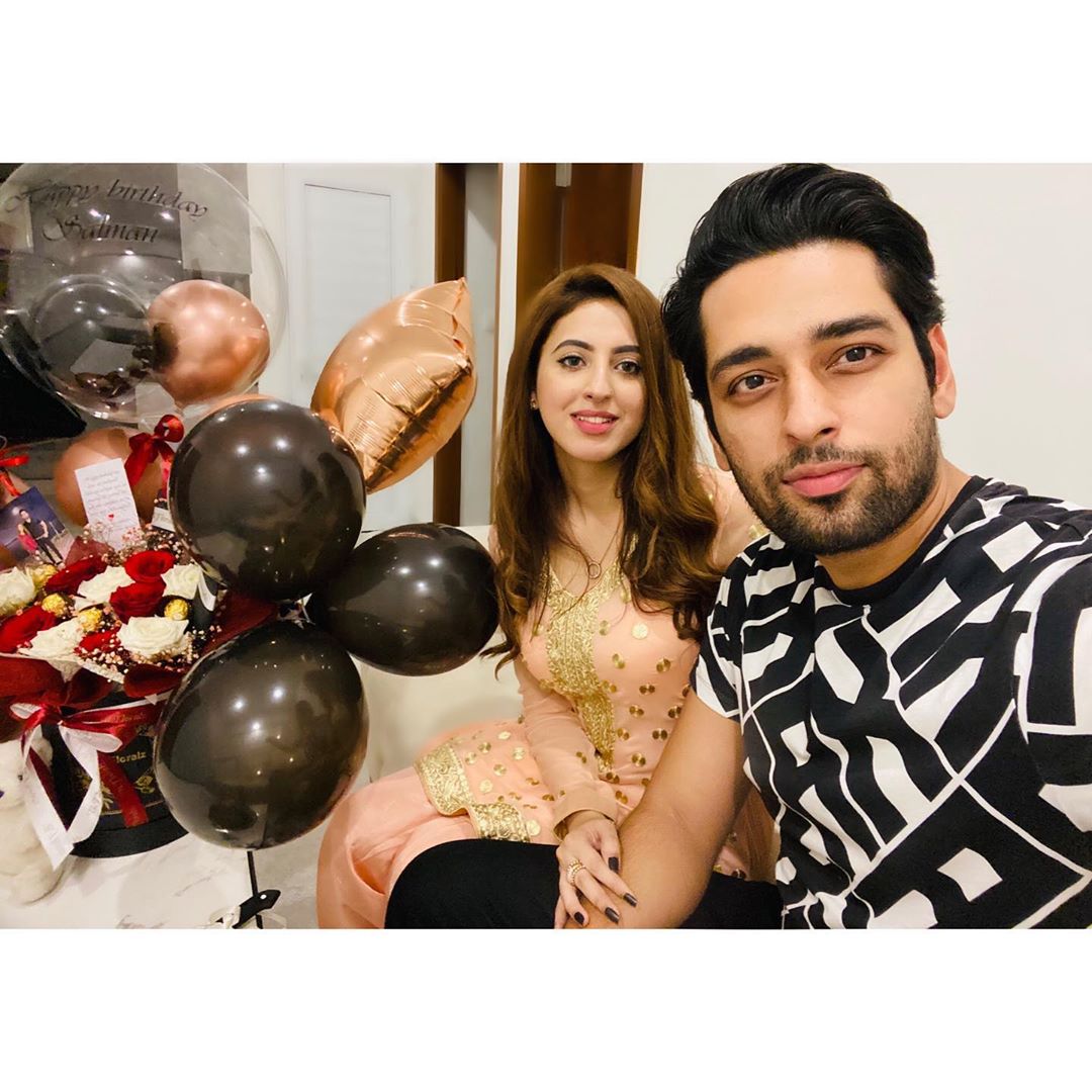 Actor Salman Saeed Celebrated his Birthday with his Wife Aleena