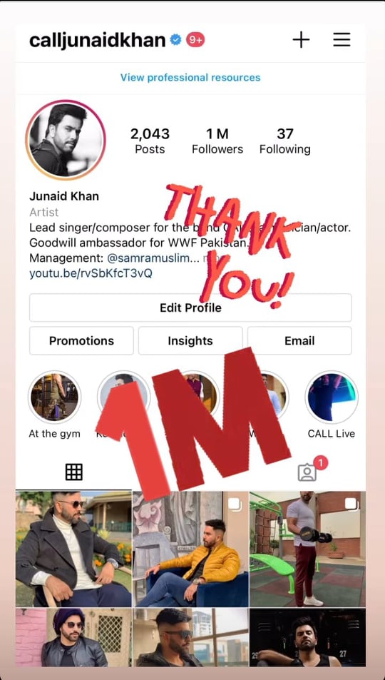 Junaid Khan Reached 1 Million Followers On Instagram