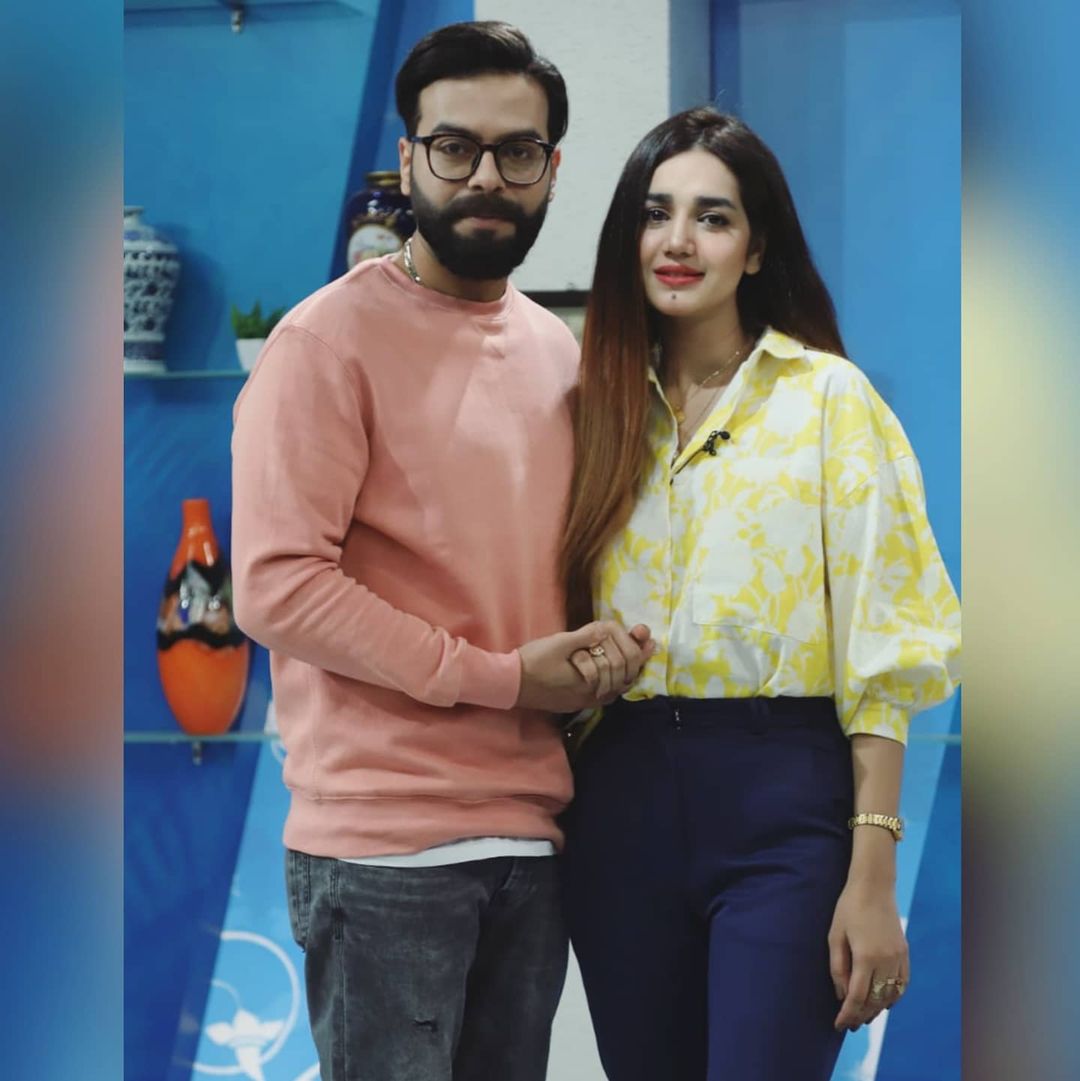 Actress Anum Fayaz with Her Husband at Nadia Khan Show