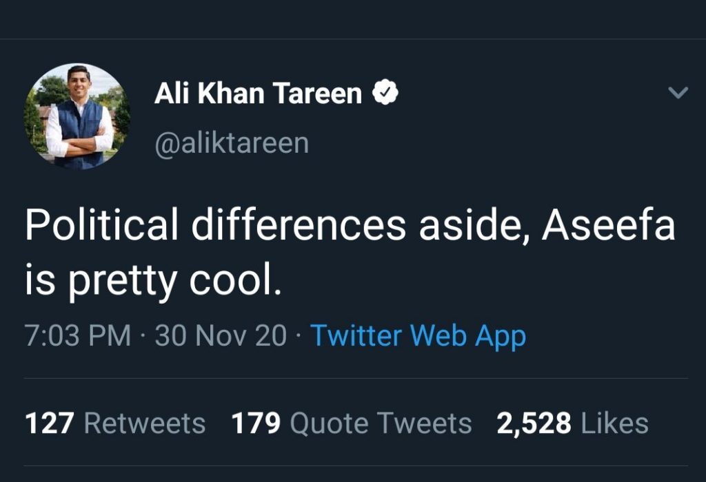 Ali Tareen praises Asifa Bhutto Zardari