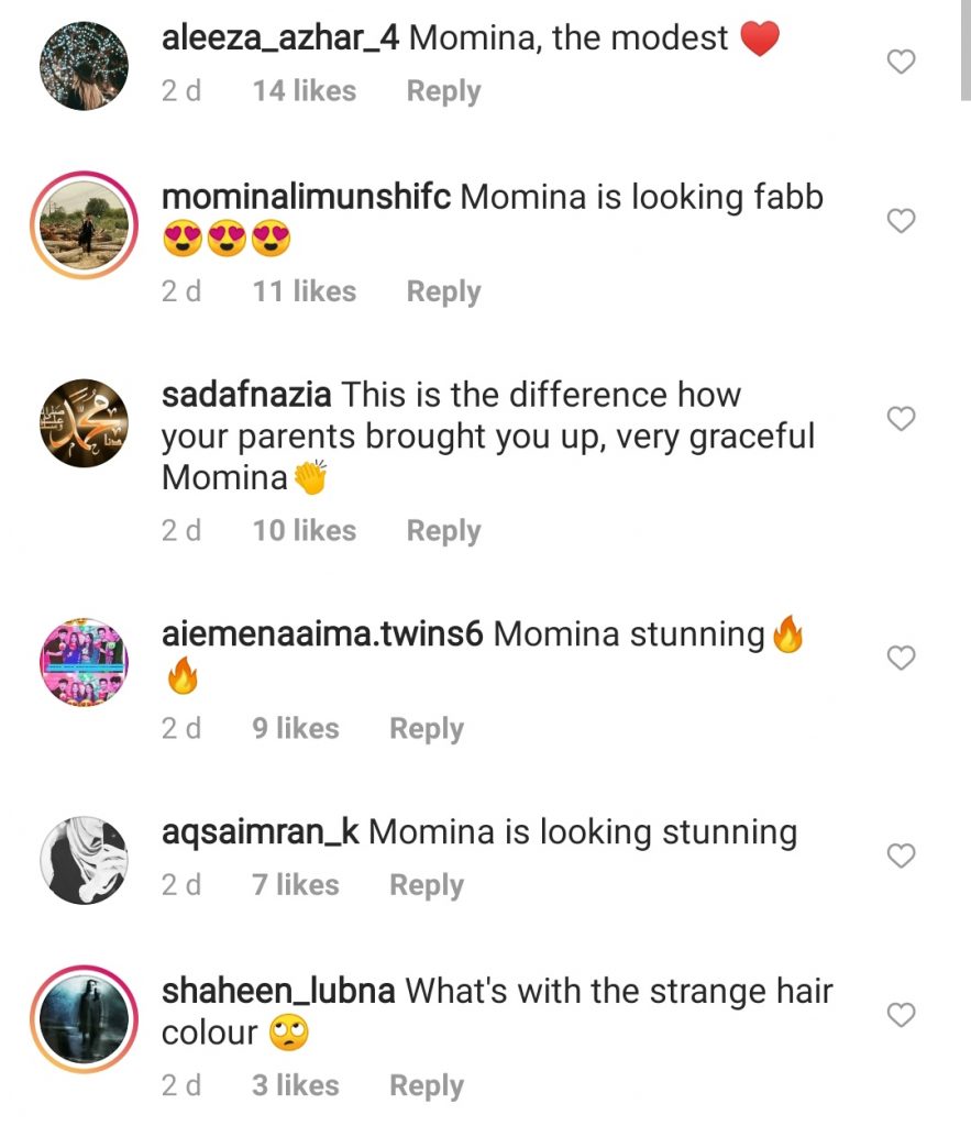 Fans Loved Decent Dressing of Momina Mustehsan