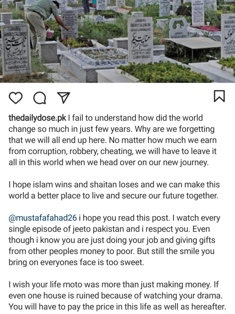 Netizen Schools Fahad Mustafa on His Statement Regarding Making Money