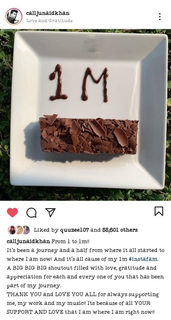 Junaid Khan Reached 1 Million Followers On Instagram