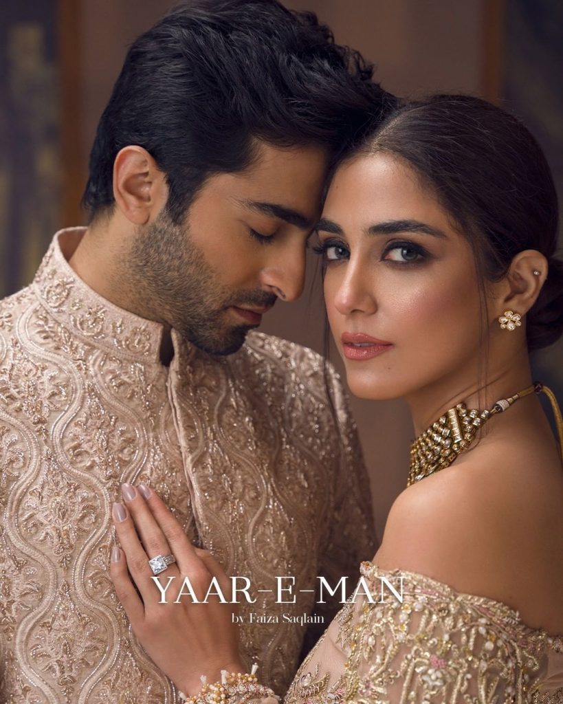 Faiza Saqlain Luxurious Bridal Couture Collection Featuring Maya Ali And Sheheryar Munawar