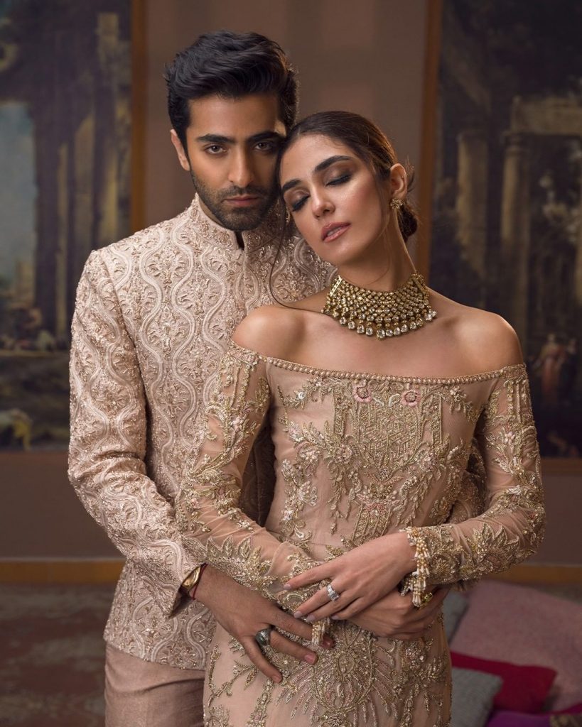 Faiza Saqlain Luxurious Bridal Couture Collection Featuring Maya Ali And Sheheryar Munawar