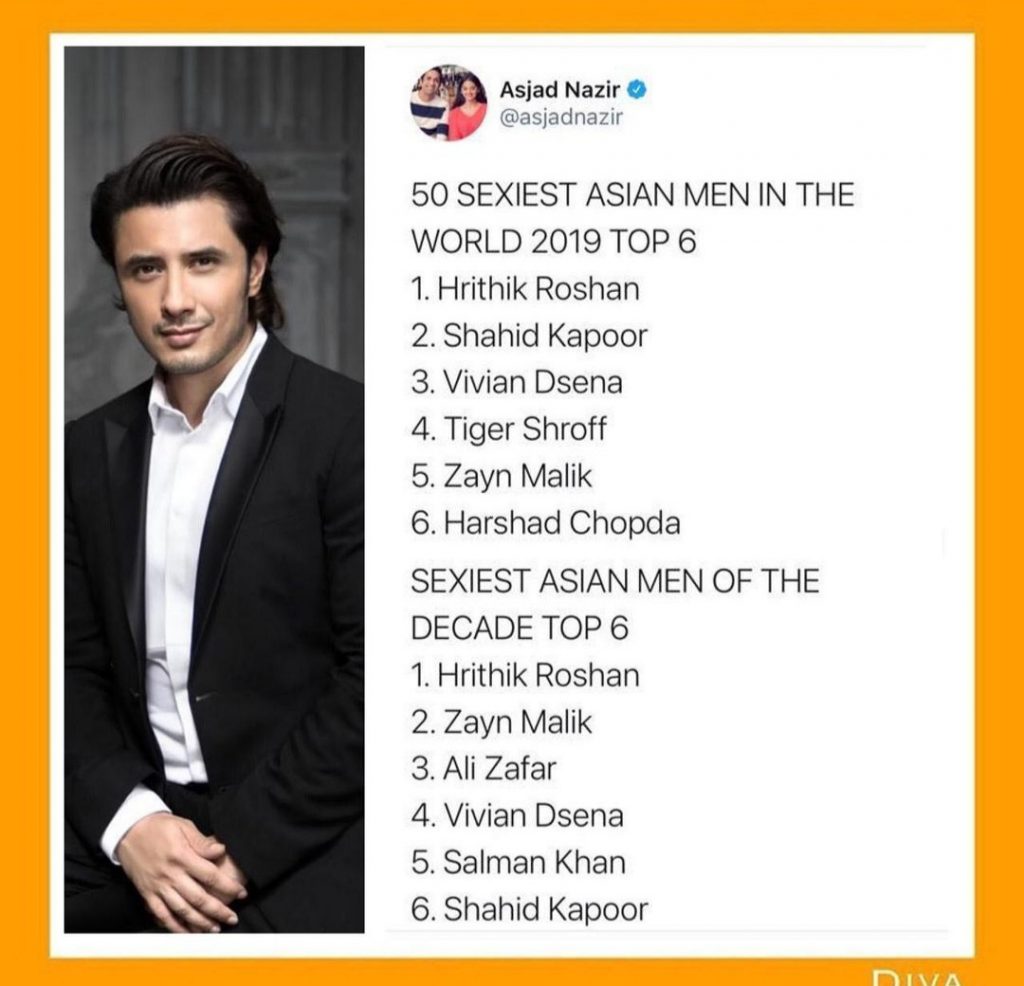 Ali Zafar Listed Among Top 6 Sexiest Asian Men of decade