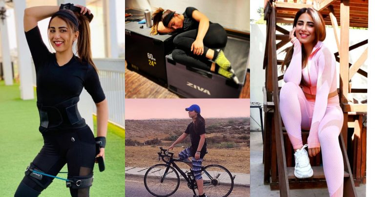 Gym and Exercise Outfit Pictures of Actress Ushna Shah