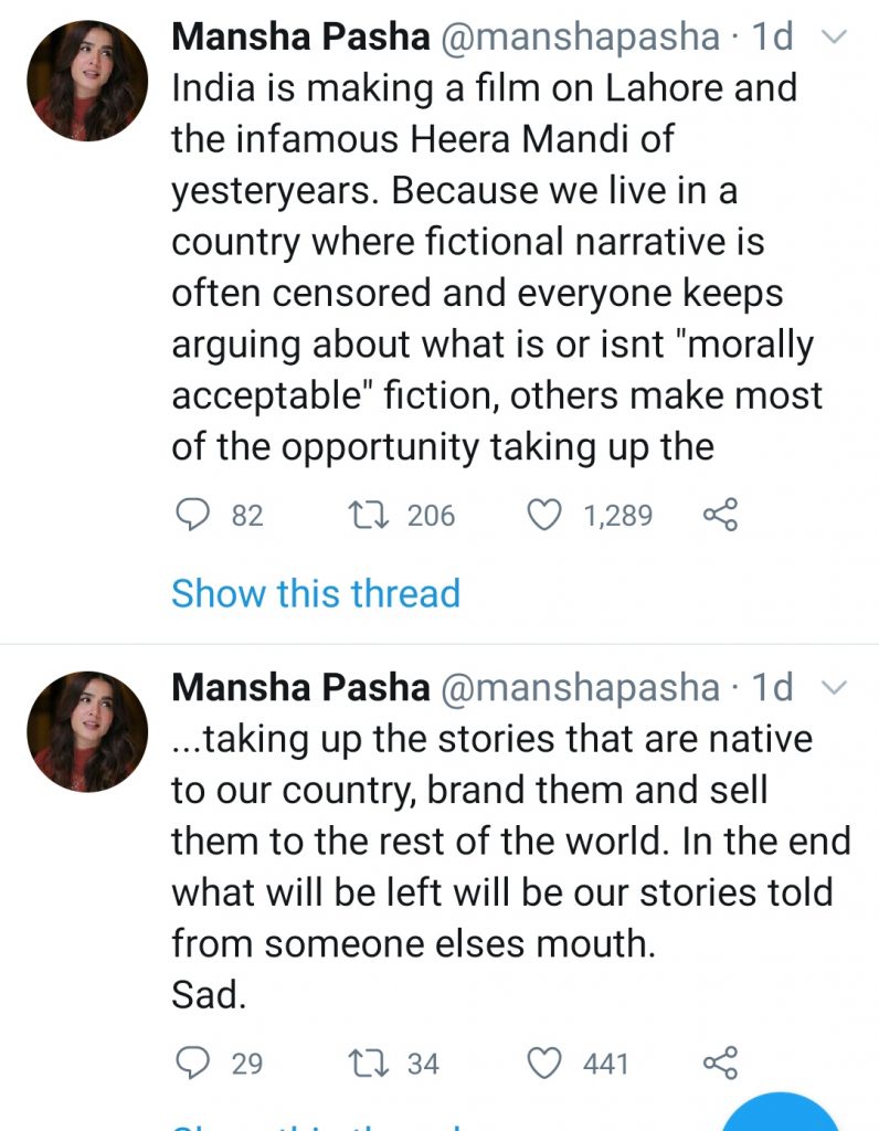 Mansha Pasha Is Unhappy With India Making Movie On Heera Mandi