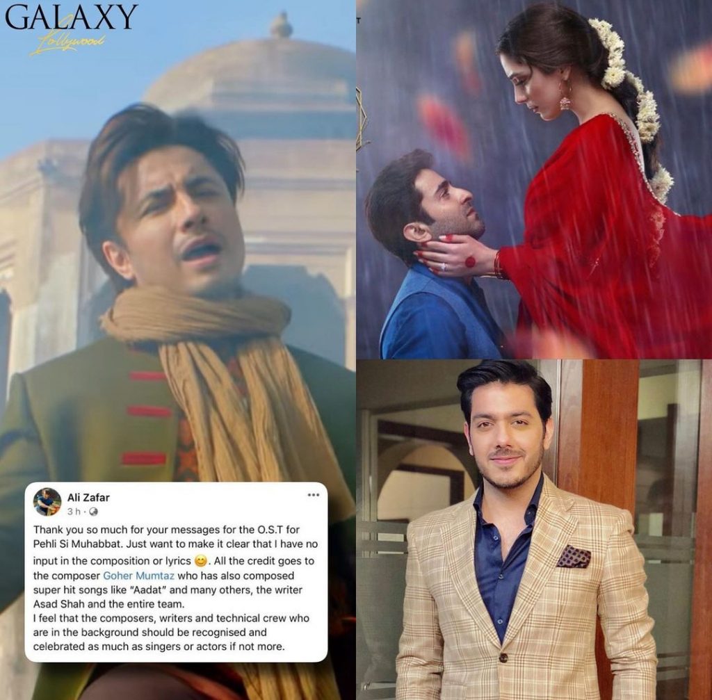 Ali Zafar Gives Due Credits to Goher Mumtaz on His Composition for Pehli Si Muhabbat OST