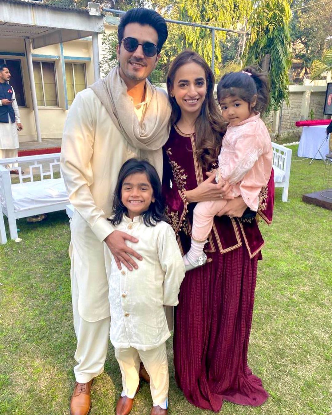 Actor Shahzad Sheikh with his Wife and Kids at a Recent Wedding