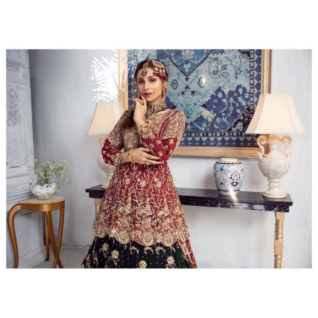 Mashal Khan Looks Ravishing In Deep Red Bridal Ensemble