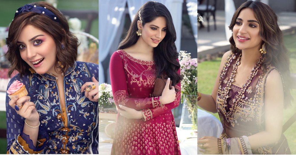 Alizeh Shah, Neelum Munir And Saboor Aly In Asim Jofa's Luxury Lawn 2021